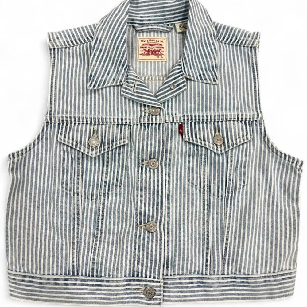 Levi’s Striped Cropped Denim Vest NWT